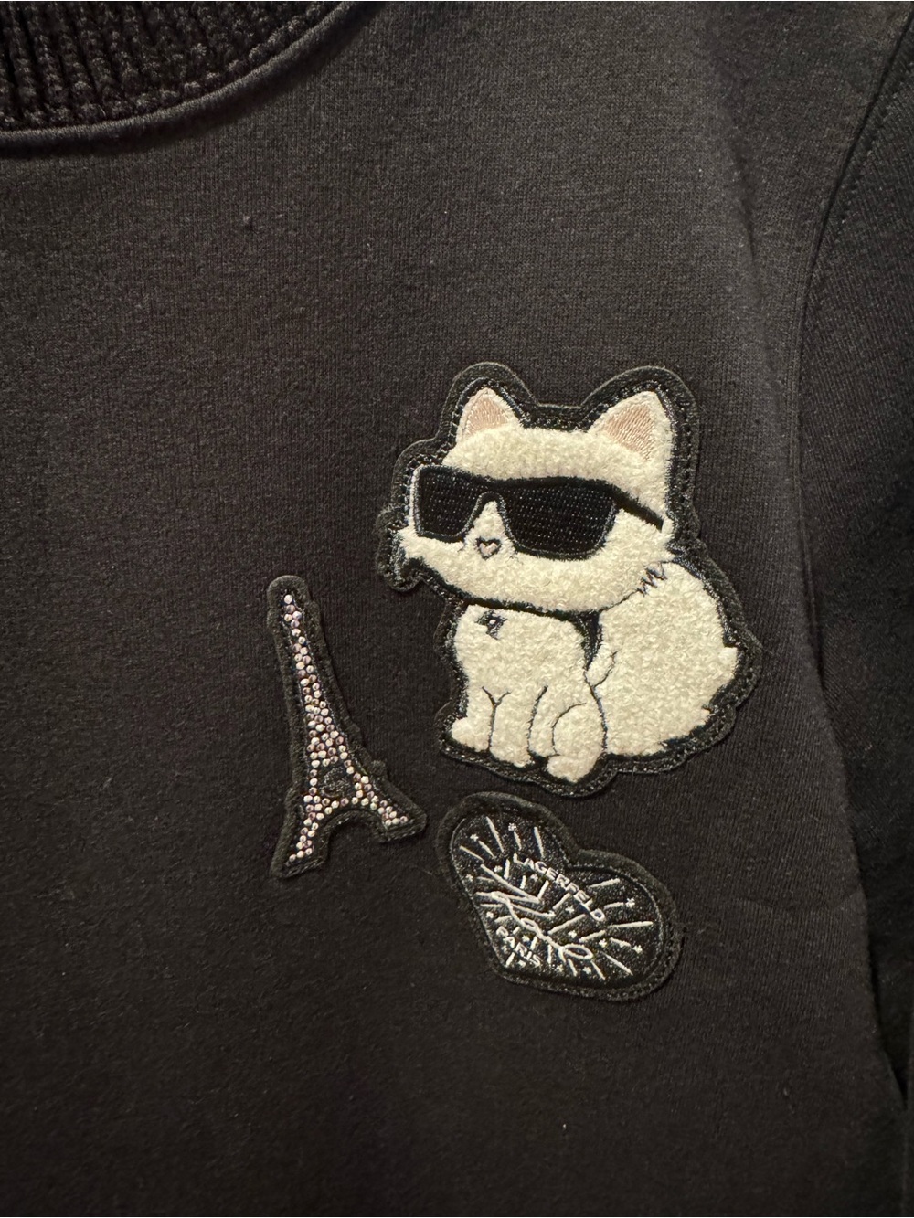 NWT Karl Lagerfeld Black Embroidered Sweatshirt Dress Sz Medium - Picture 4 of 9